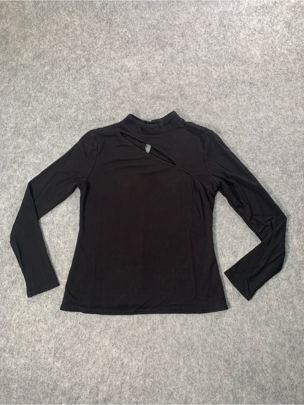 Halogen Black Knit Top with Crew Neck Detail